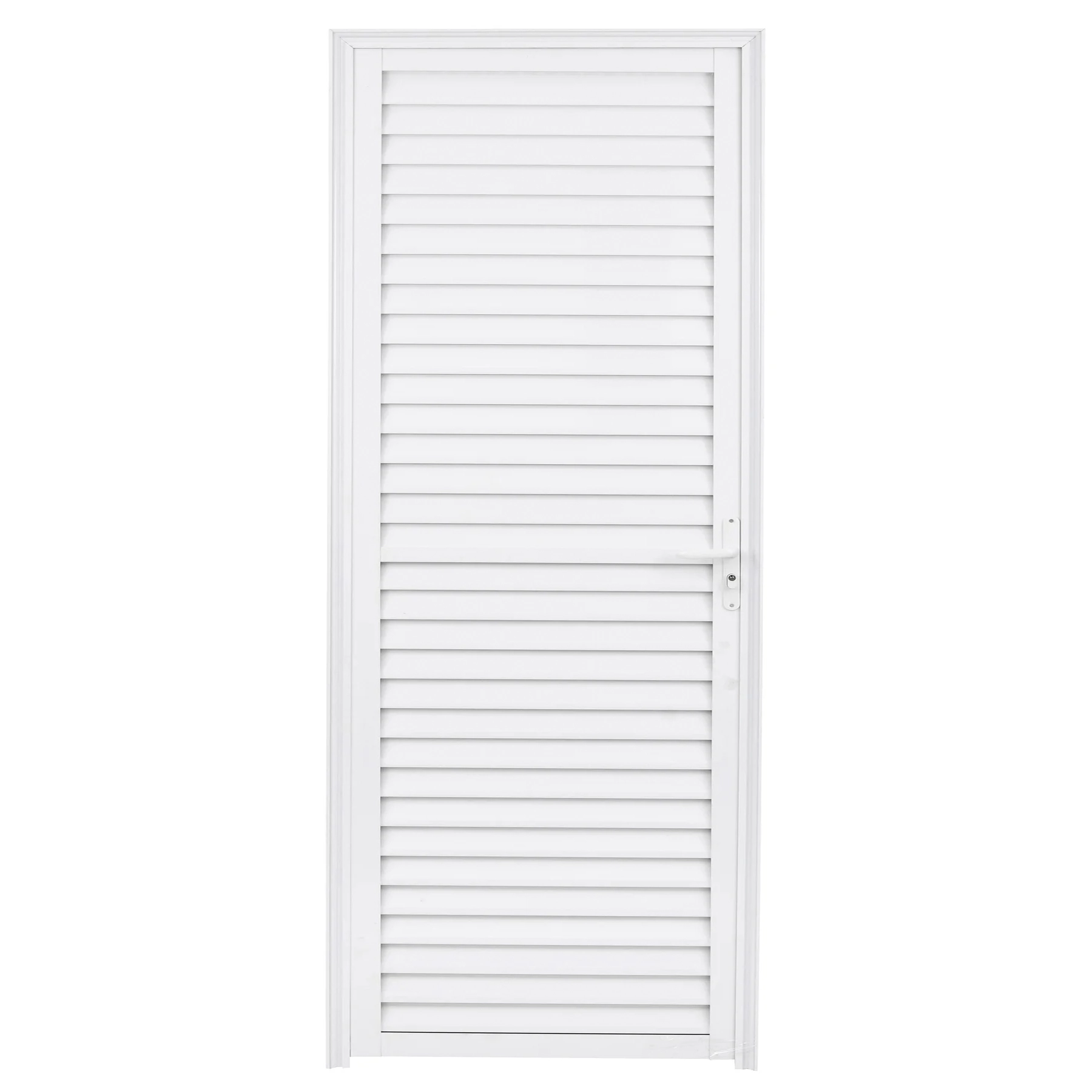 Porta Veneziana de Giro Alumínio Branco com Fechadura 2,10x0,80m Lado Direito Linha Home 3A Alumínio