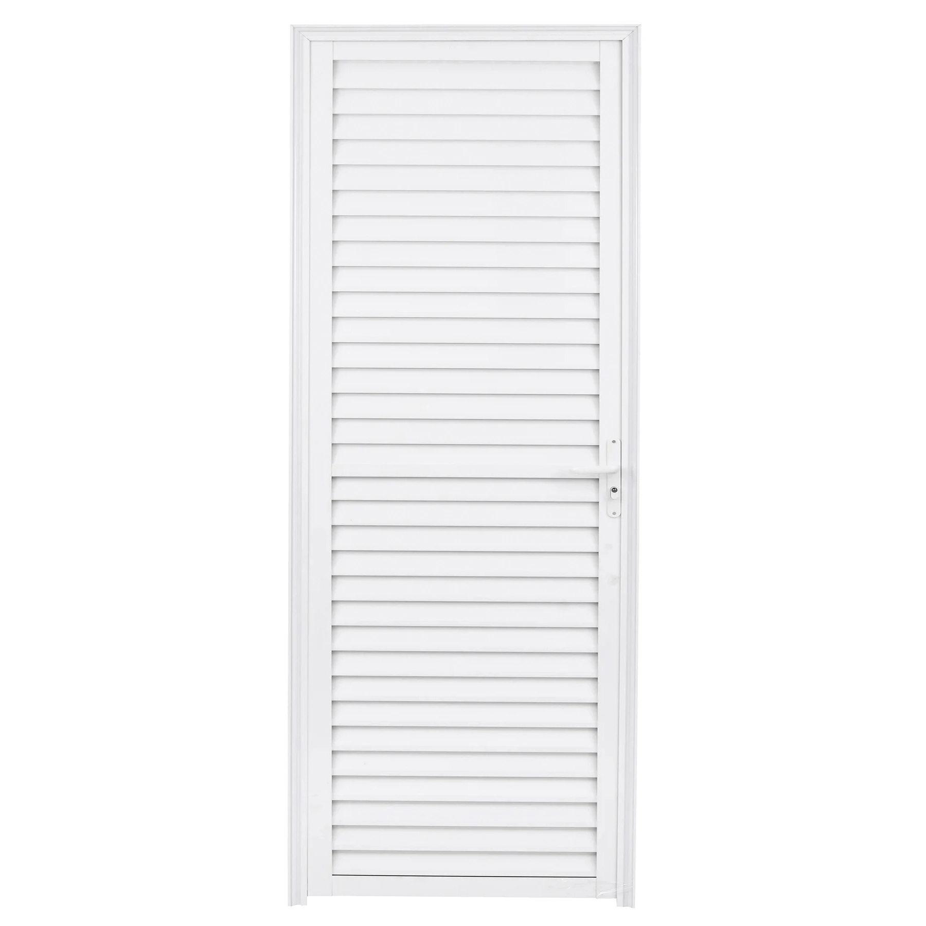 Porta Veneziana de Giro Alumínio Branco com Fechadura 2,10x0,70m Lado Esquerdo Linha Home 3A Alumínio