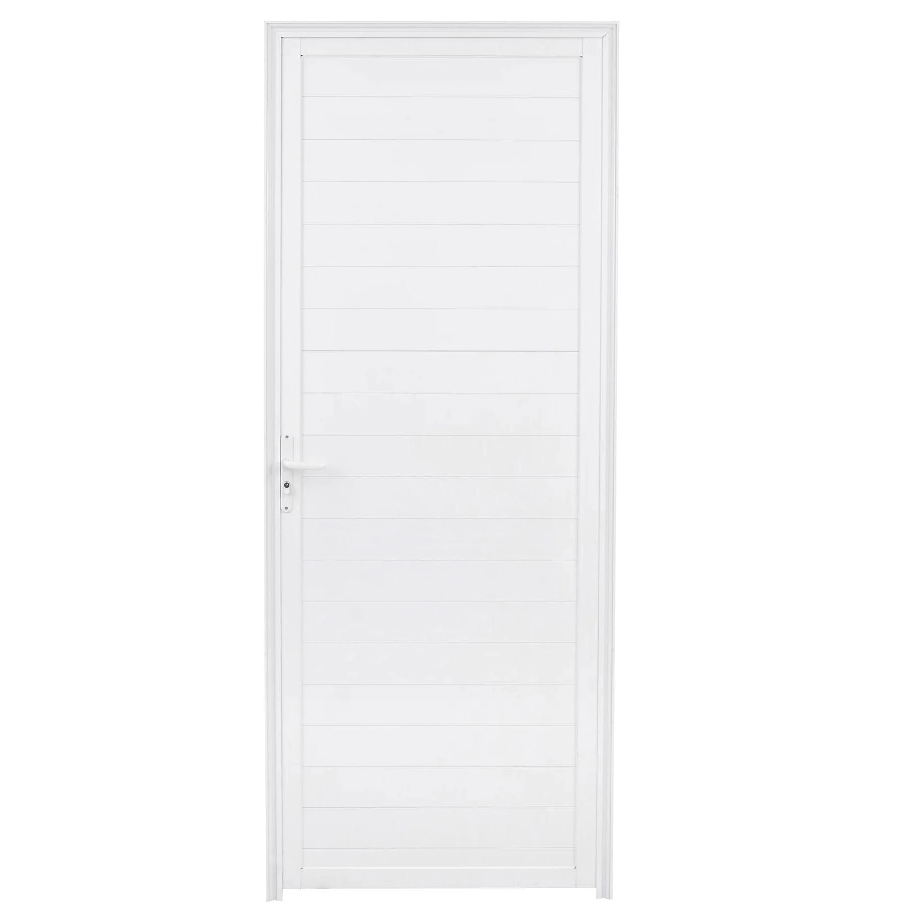 Porta Lambrill de Giro Alumínio Branco com Fechadura 2,10x0,80m Lado Direito Linha Home 3A Alumínio