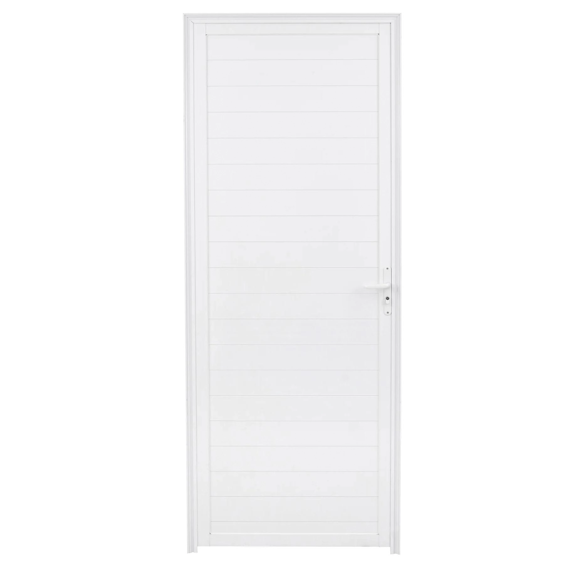 Porta Lambrill de Giro Alumínio Branco com Fechadura 2,10x0,80m Lado Esquerdo Linha Home 3A Alumínio