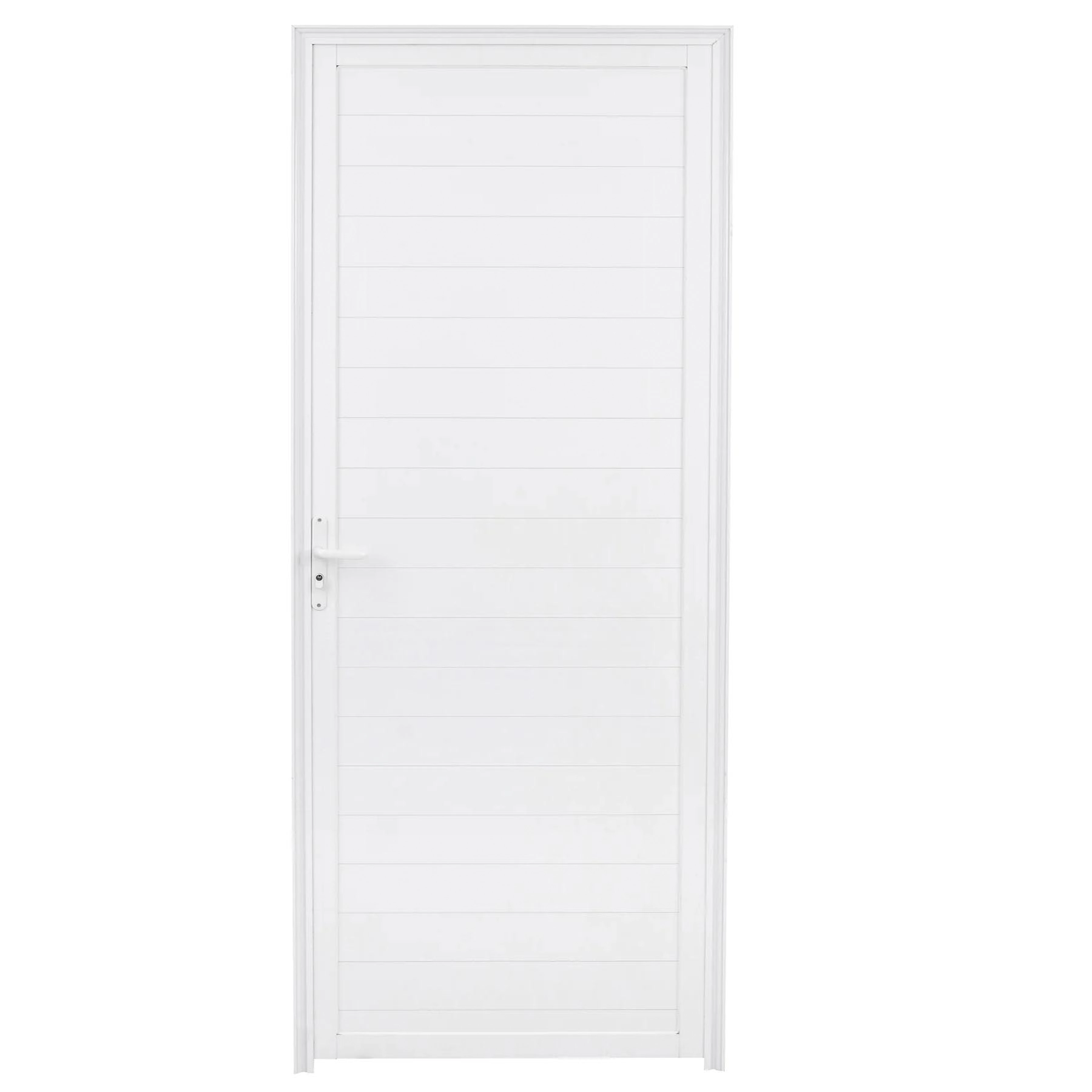 Porta Lambrill de Giro Alumínio Branco com Fechadura 2,10x0,90m Lado Direito Linha Home 3A Alumínio