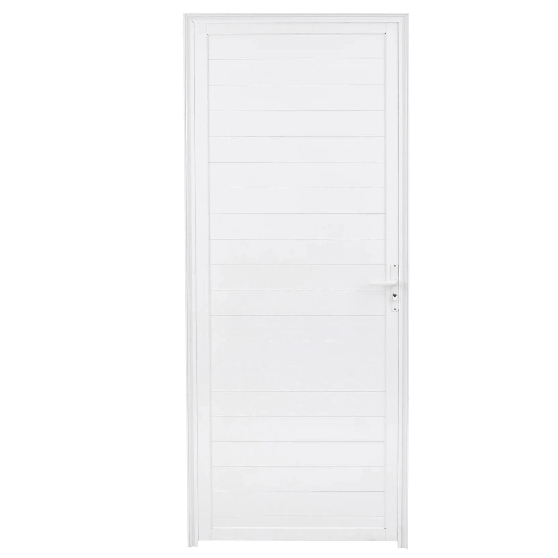 Porta Lambrill de Giro Alumínio Branco com Fechadura 2,10x0,90m Lado Esquerdo Linha Home 3A Alumínio