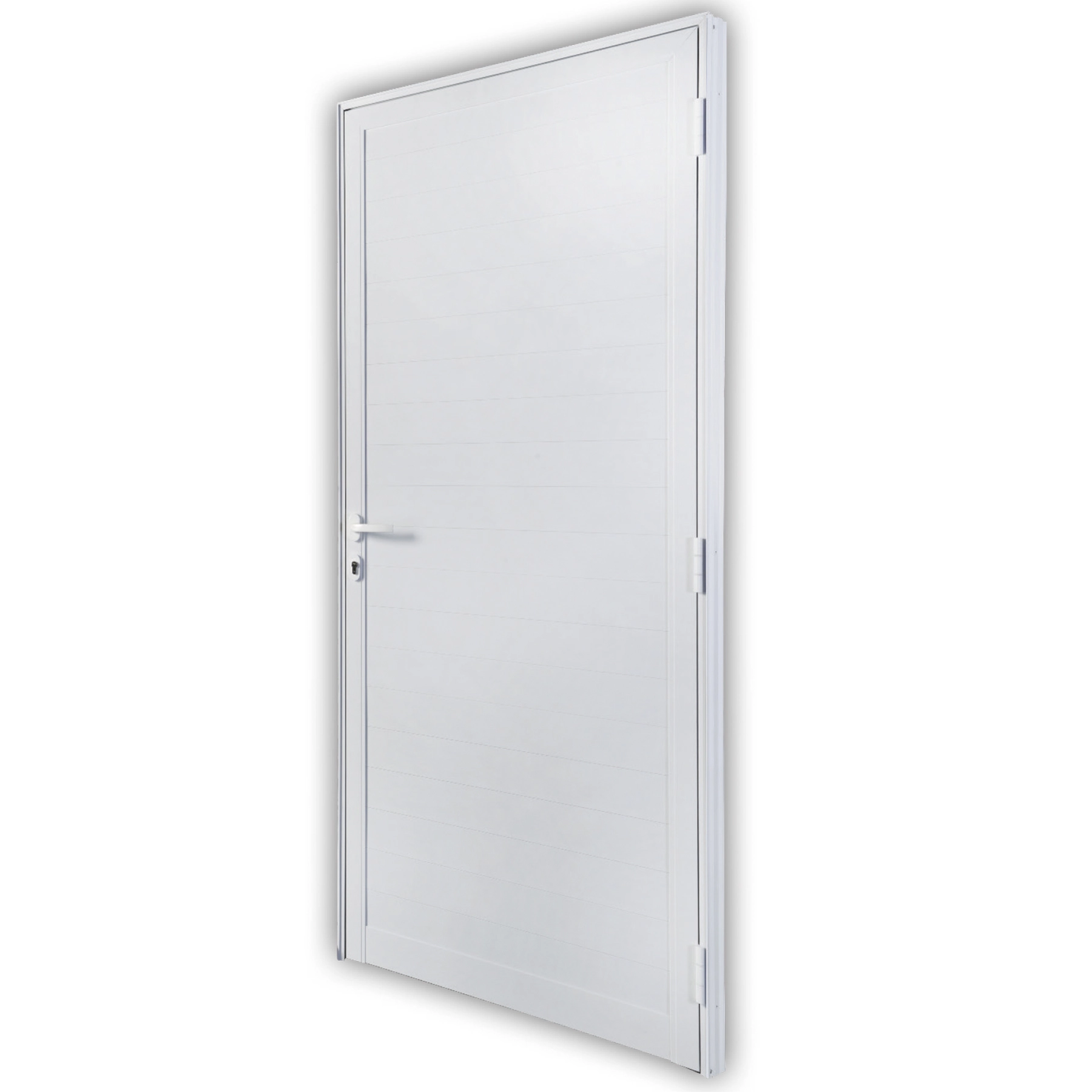Porta Lambrill de Giro Alumínio Branco com Fechadura 2,15x0,78m Lado Esquerdo Linha Idea 3A Alumínio