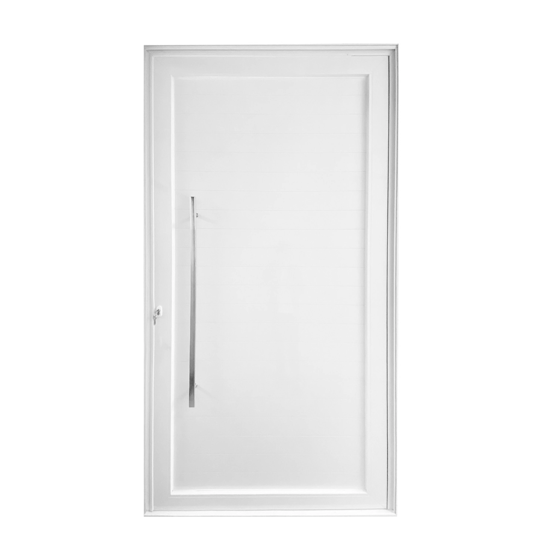 Porta Lambrill de Giro Alumínio Branco com Fechadura com Puxador 2,15x1,20m Lado Direito Linha Sociale 3A Alumínio