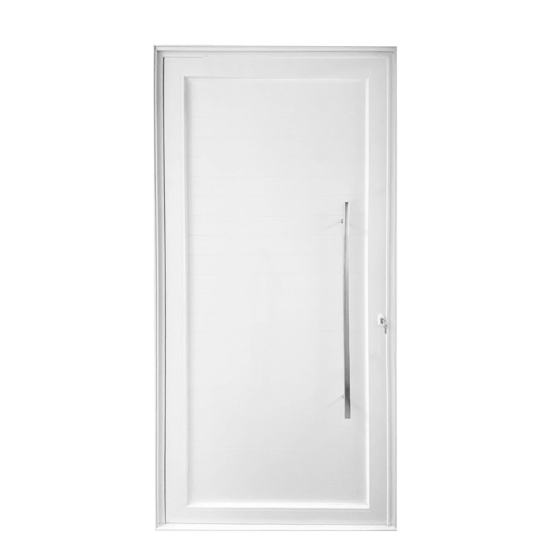 Porta Lambrill de Giro Alumínio Branco com Fechadura com Puxador 2,15x0,98m Lado Esquerdo Linha Sociale 3A Alumínio