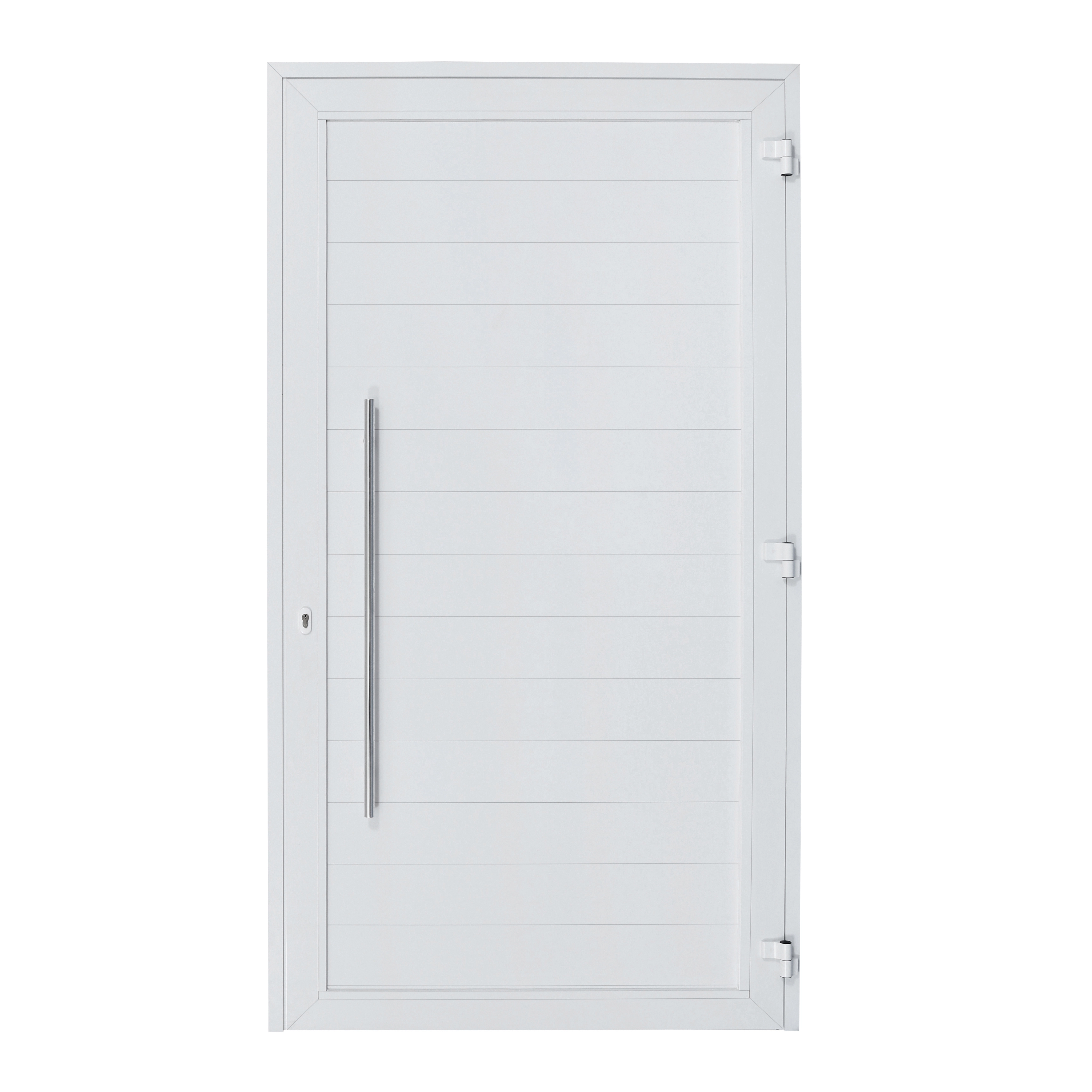 Porta Lambrill de Giro Alumínio Branco com Fechadura Multiponto 2,15x1,20m Lado Esquerdo Linha Sociale 3A Alumínio