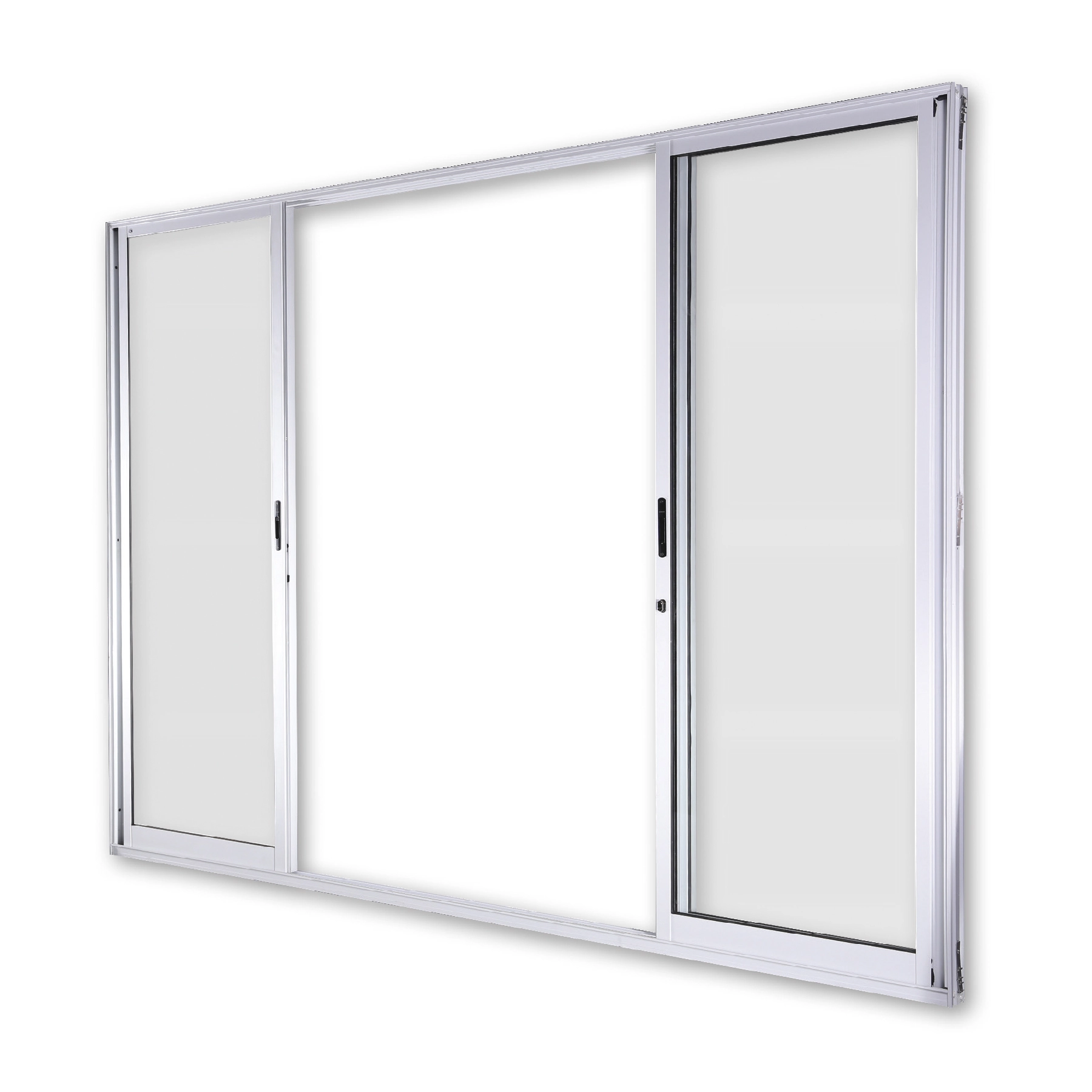 Porta de Correr 4 Folhas Alumínio Pintado Branco com Fechadura 2,15x1,50m Linha Idea 3A Alumínio