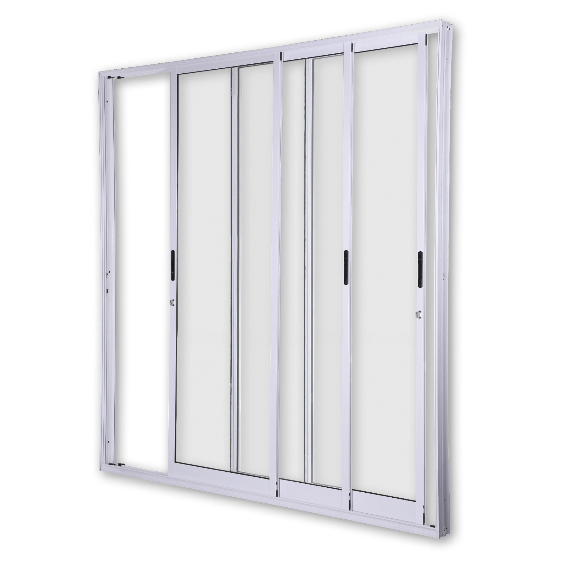 Porta de Correr 3 Folhas Alumínio Pintado Branco com Fechadura 2,15x1,20m Linha Idea 3A Alumínio