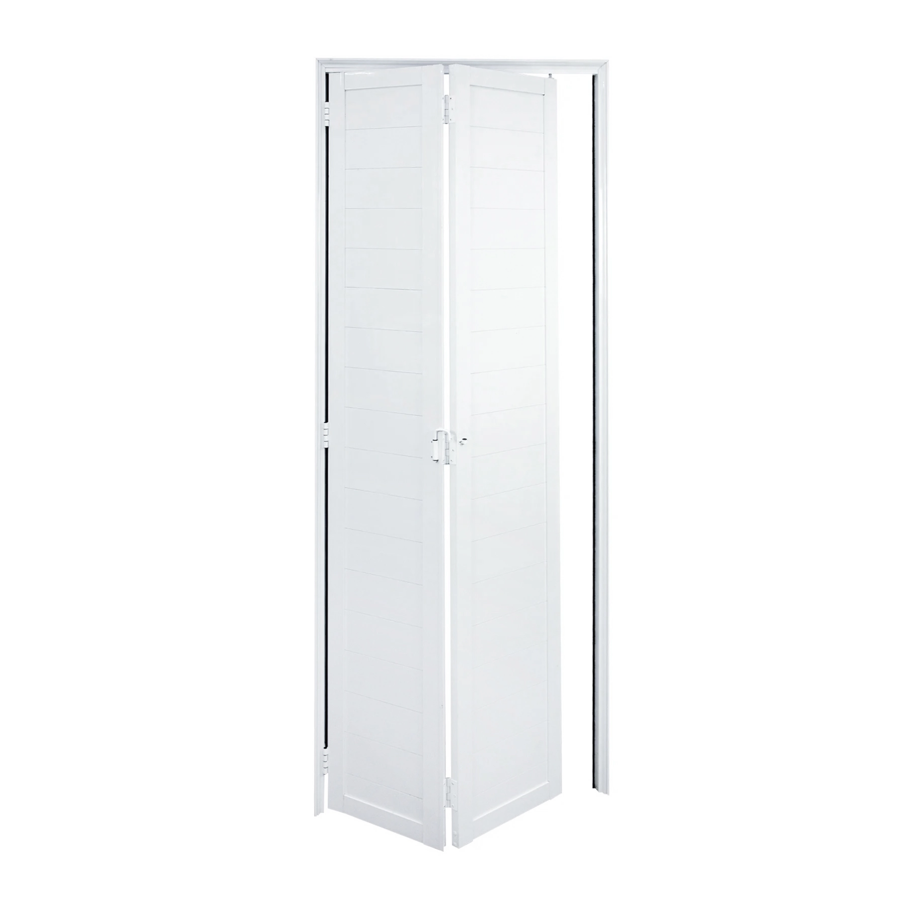 Porta Lambrill Camarão 2 Folhas Alumínio Branco 2,10x0,60m Lado Direito Linha Home 3A Alumínio