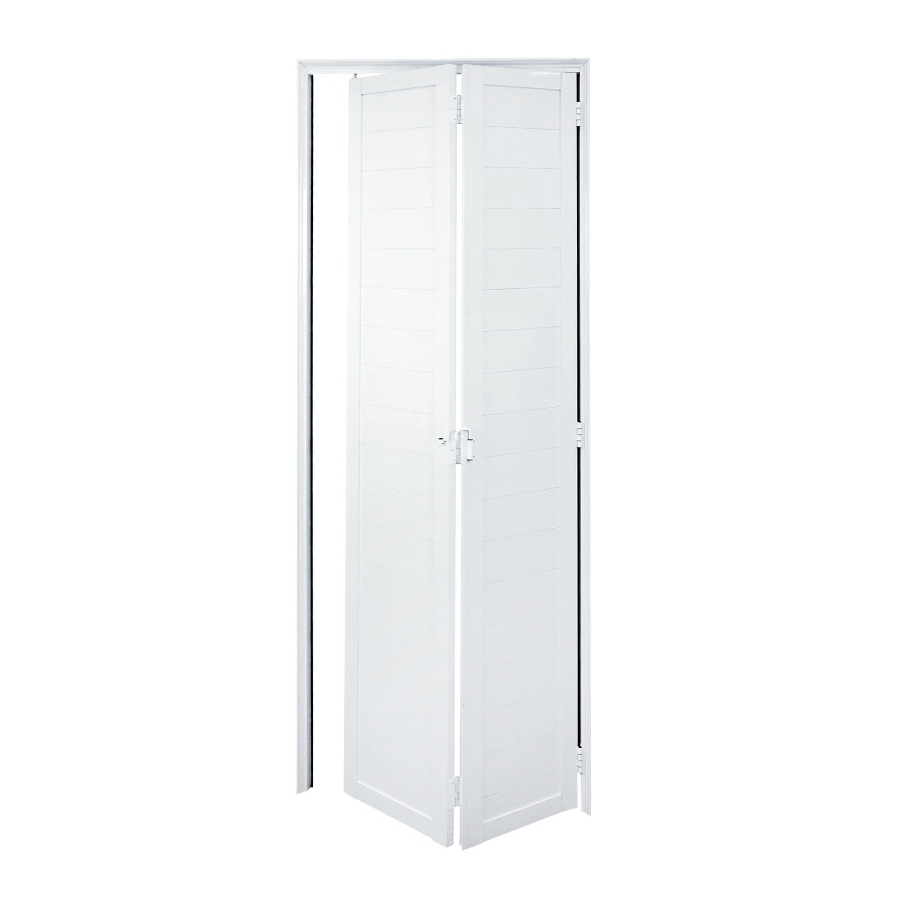 Porta Lambrill Camarão 2 Folhas Alumínio Branco 2,10x0,60m Lado Esquerdo Linha Home 3A Alumínio