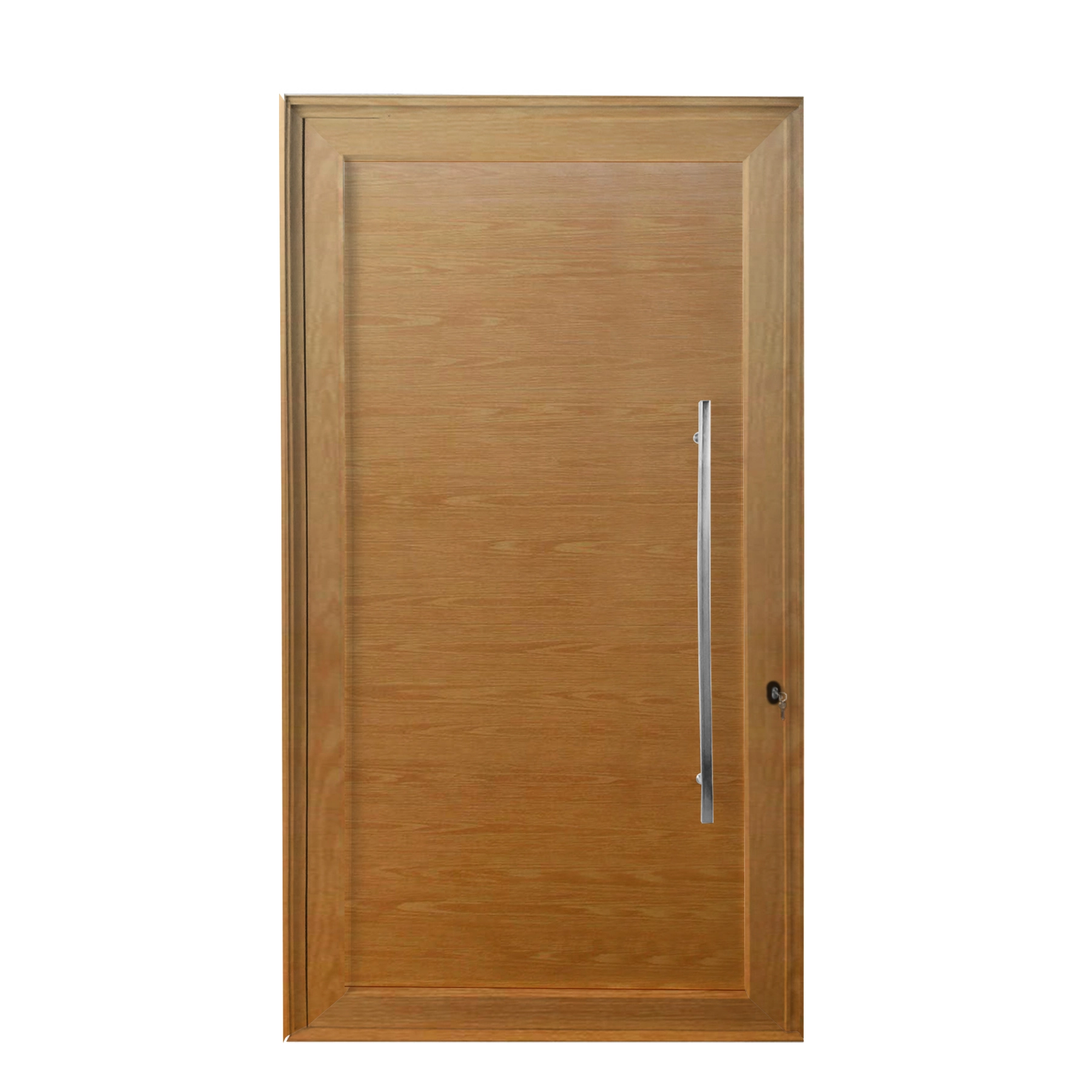 Porta Lambrill de Giro Alumínio Amadeirada com Fechadura Multiponto 2,15x1,20m Lado Esquerdo Linha Sociale 3A Alumínio
