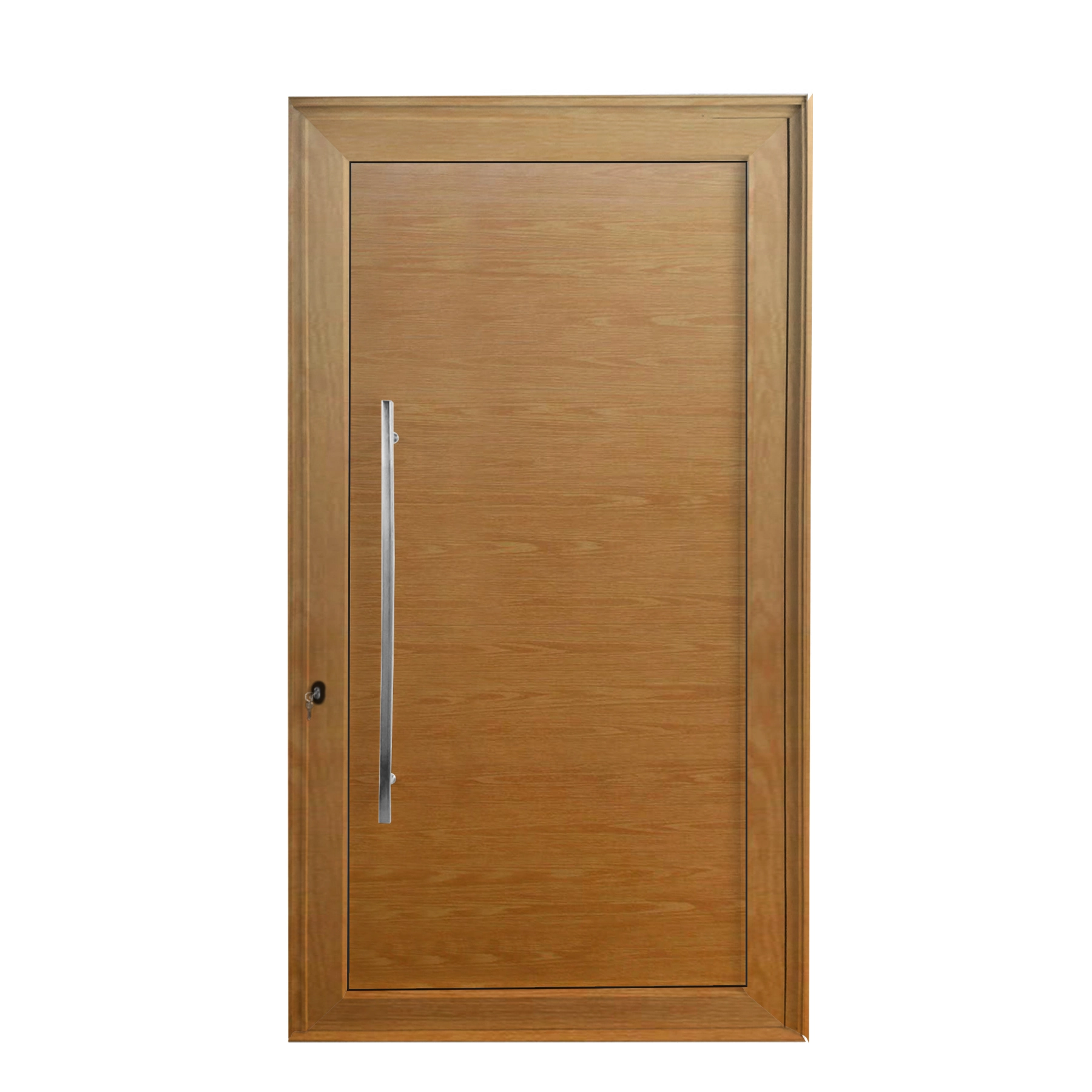 Porta Lambrill de Giro Alumínio Amadeirada 2,15x1,20m Lado Direito Linha Sociale 3A Alumínio