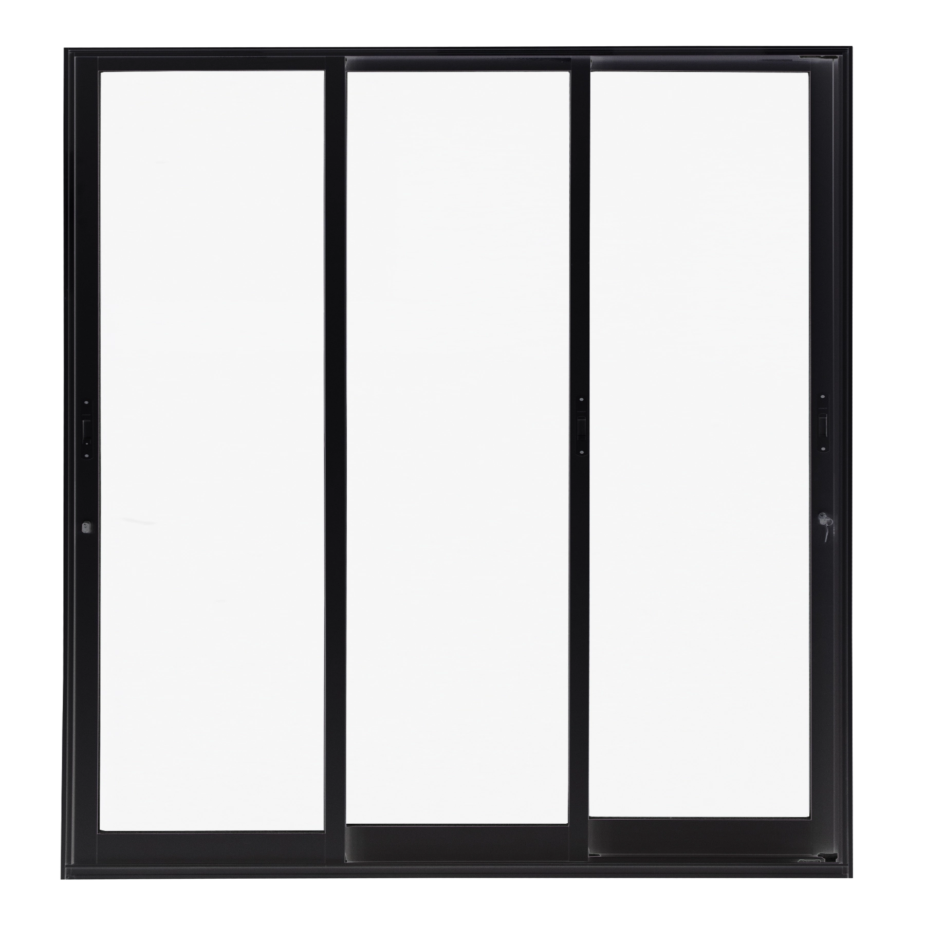 Porta de Correr 3 Folhas Alumínio Pintado Preto com Fechadura 2,15x2,00m Linha Idea 3A Alumínio