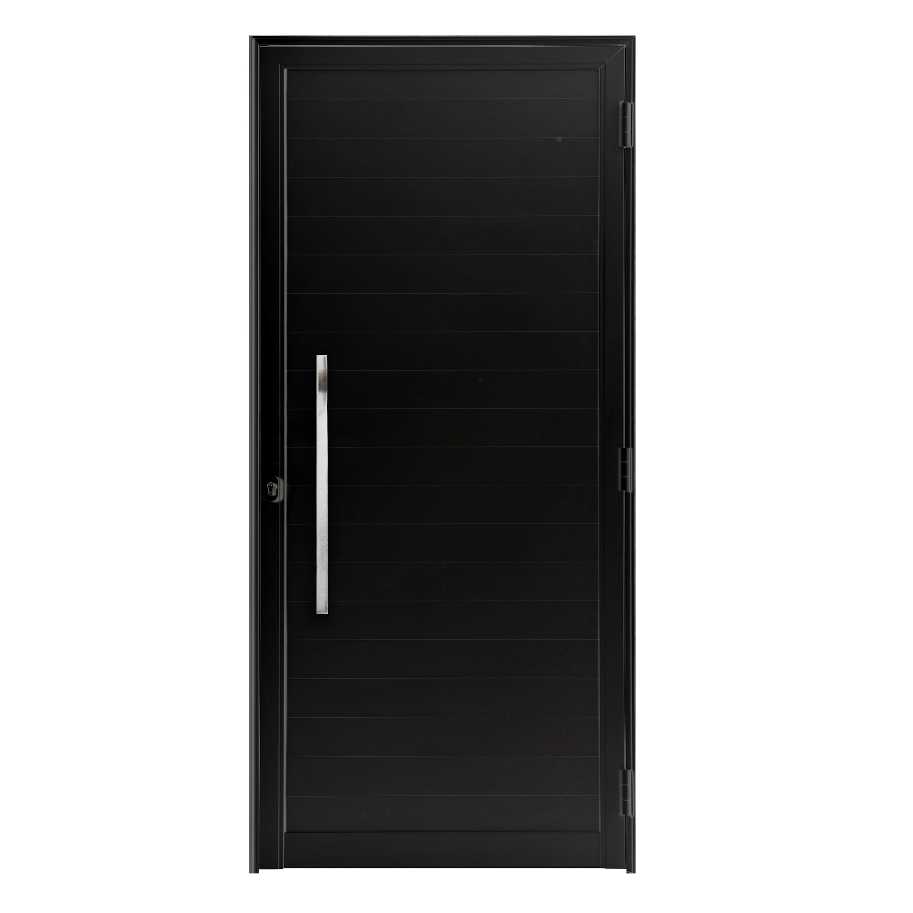 Porta Lambril de Giro 1 Folha Alumínio Pintado Preto com Puxador 2,15x0,98m Lado Esquerdo Idea 3A Alumínio