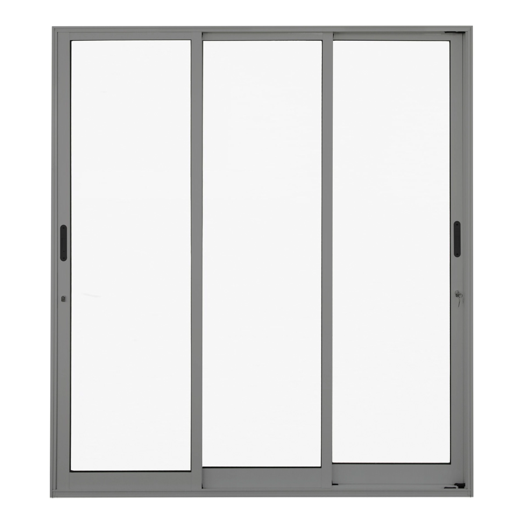 Porta Balcão de Correr 3 Folhas Alumínio Pintado Cinza com Fechadura 2,15x1,50m Linha Idea 3A Alumínio