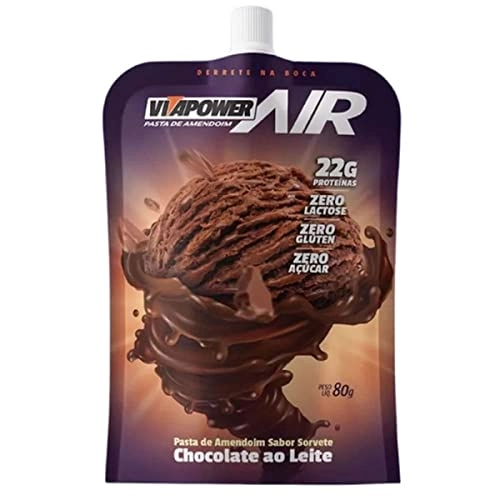 Pasta De Amendoim 80g Pouch Sorvete Chocolate Ao Leite Vitapower