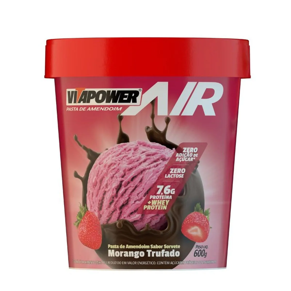 Pasta De Amendoim 600g Morango Trufado Vitapower Air