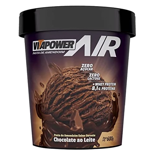 Pasta Integral De Amendoim Sabor Sorvete Chocolate Ao Leite Vitapower 600g