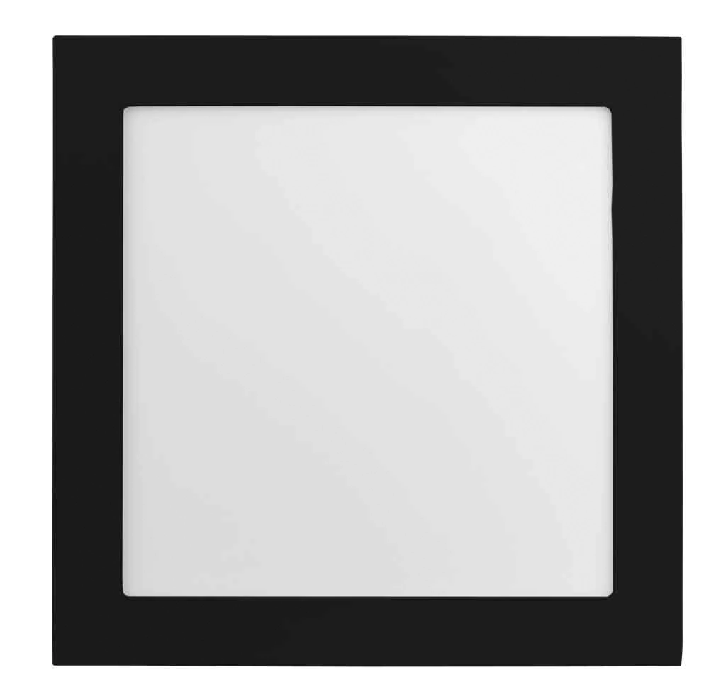 Painel Plafon Led Embutir 12w 3000k Luz Amarela Quadrado Preto 17cm Save Energy