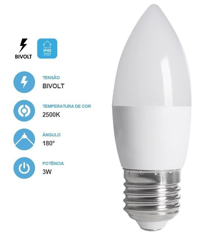 Lâmpada Vela Fosca 3w 250lm 2500k E27 Bivolt Save Energy