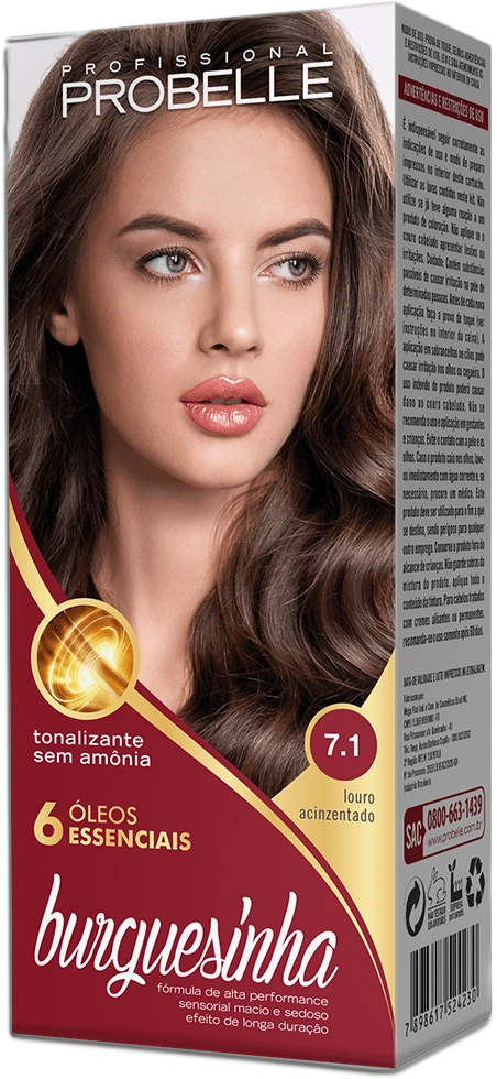 Tintura Probelle Burguesinha 50ml Louro M. Acinzentado 7.1