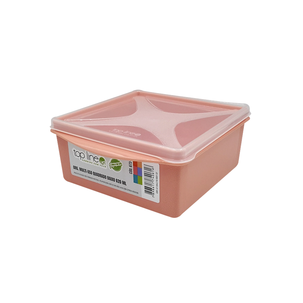 Pote Plástico Organizador Quadrado Baixo 620ml Top Line Ud