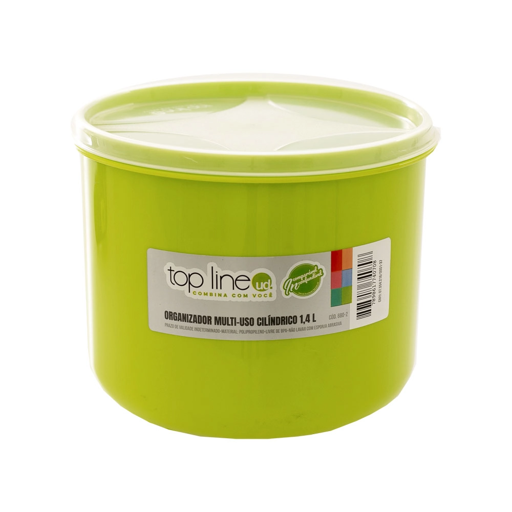 Pote Plástico Organizador Cilíndrico 1,4l Top Line Ud