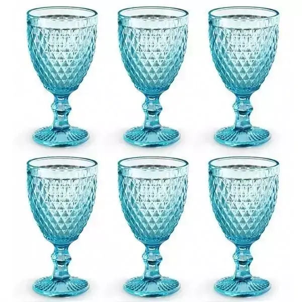 Conjunto de Taças para Vinho 6 Peças Verre AZUL Tiffany Mimo STYLE TC19086 6481