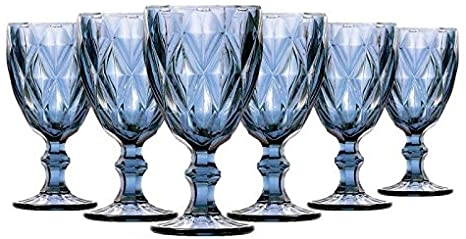 Tc19095 Jg 6 Tacas P/ Vinho Azul Verre