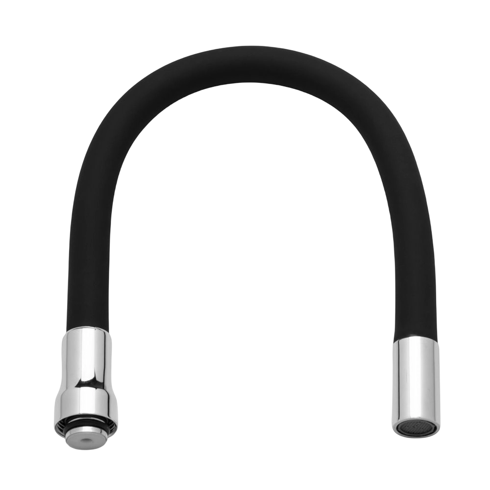 Tubo Bica 3/4" Flexível Silicone Preto Aço Inox Para Torneira