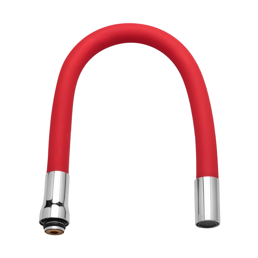 Tubo Bica 3/4" Flexível Silicone Vermelho Aço Inox Para Torneira