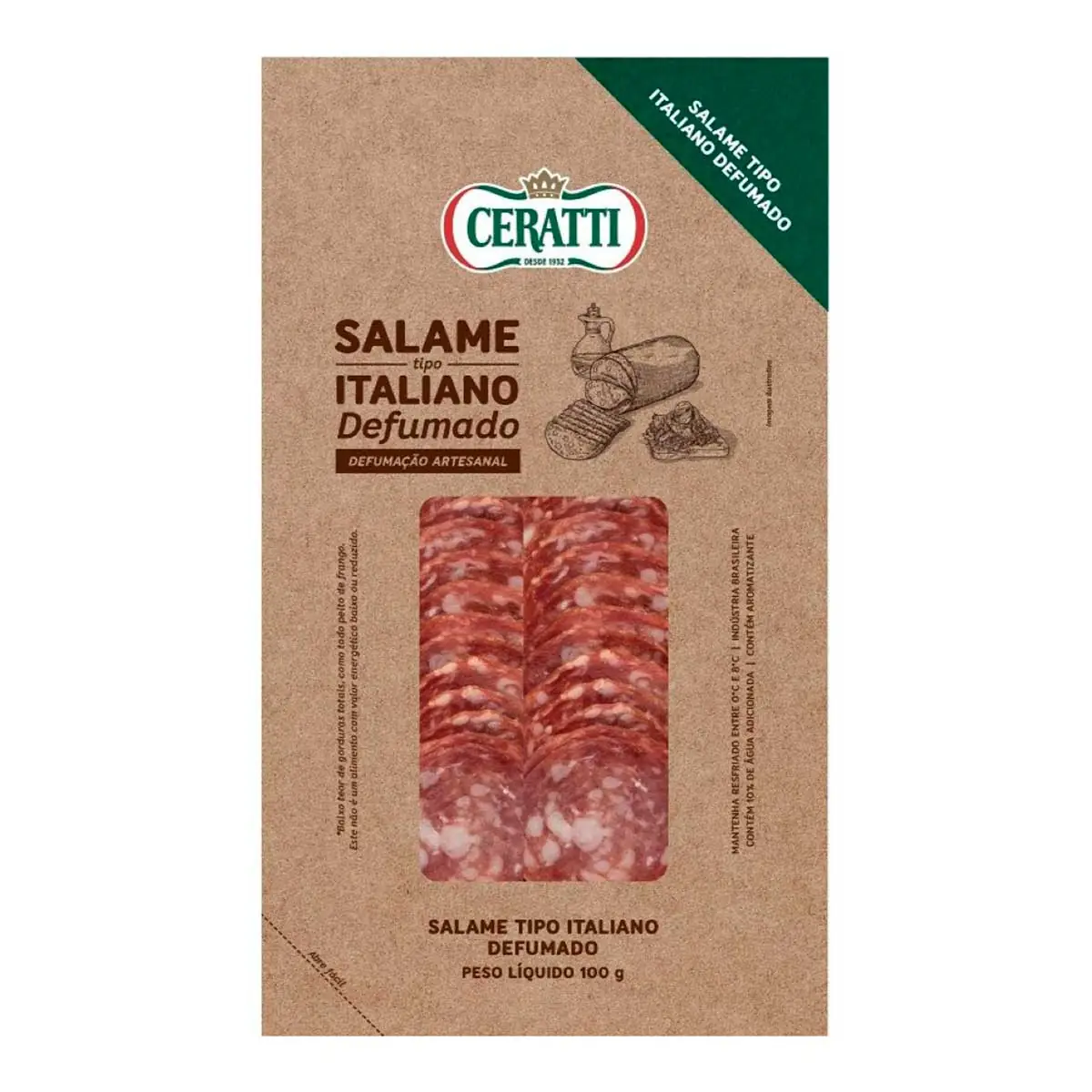 Salame Tipo Italiano Defumado Fatiado Ceratti 100 g