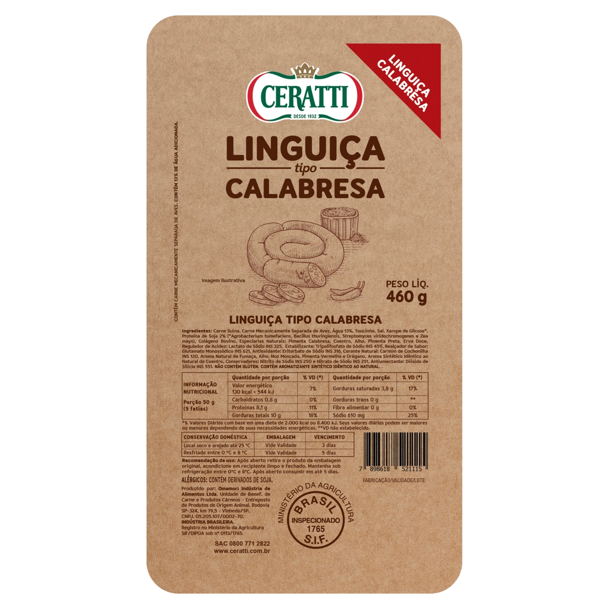Linguiça Calabresa Ceratti 460g