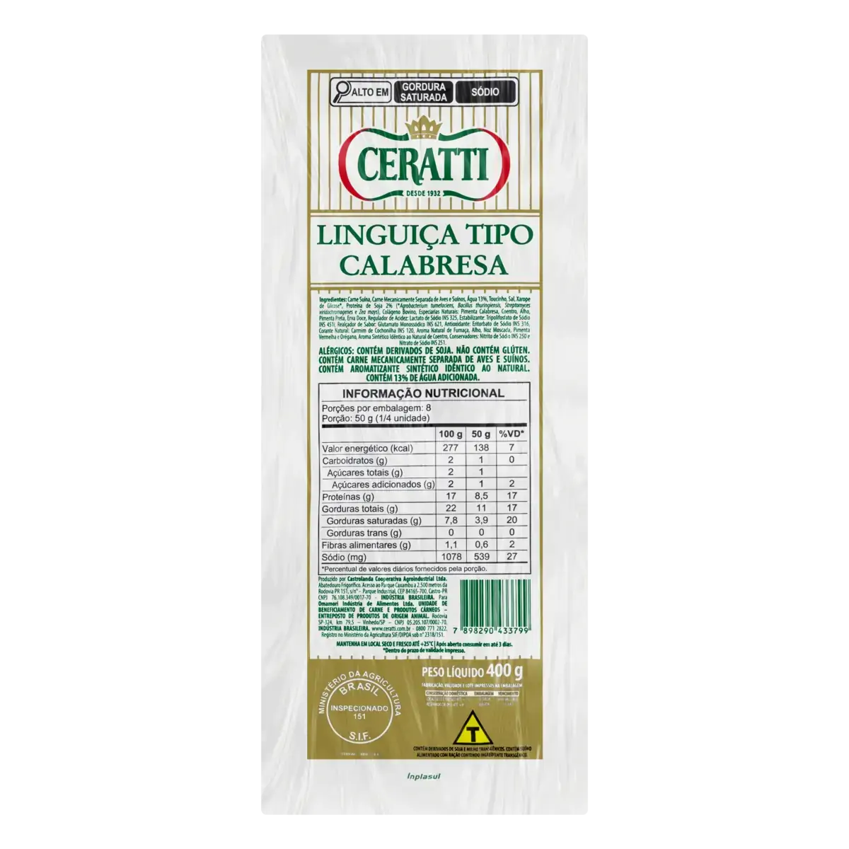 Ling Ceratti 400g Calabresa Defumada