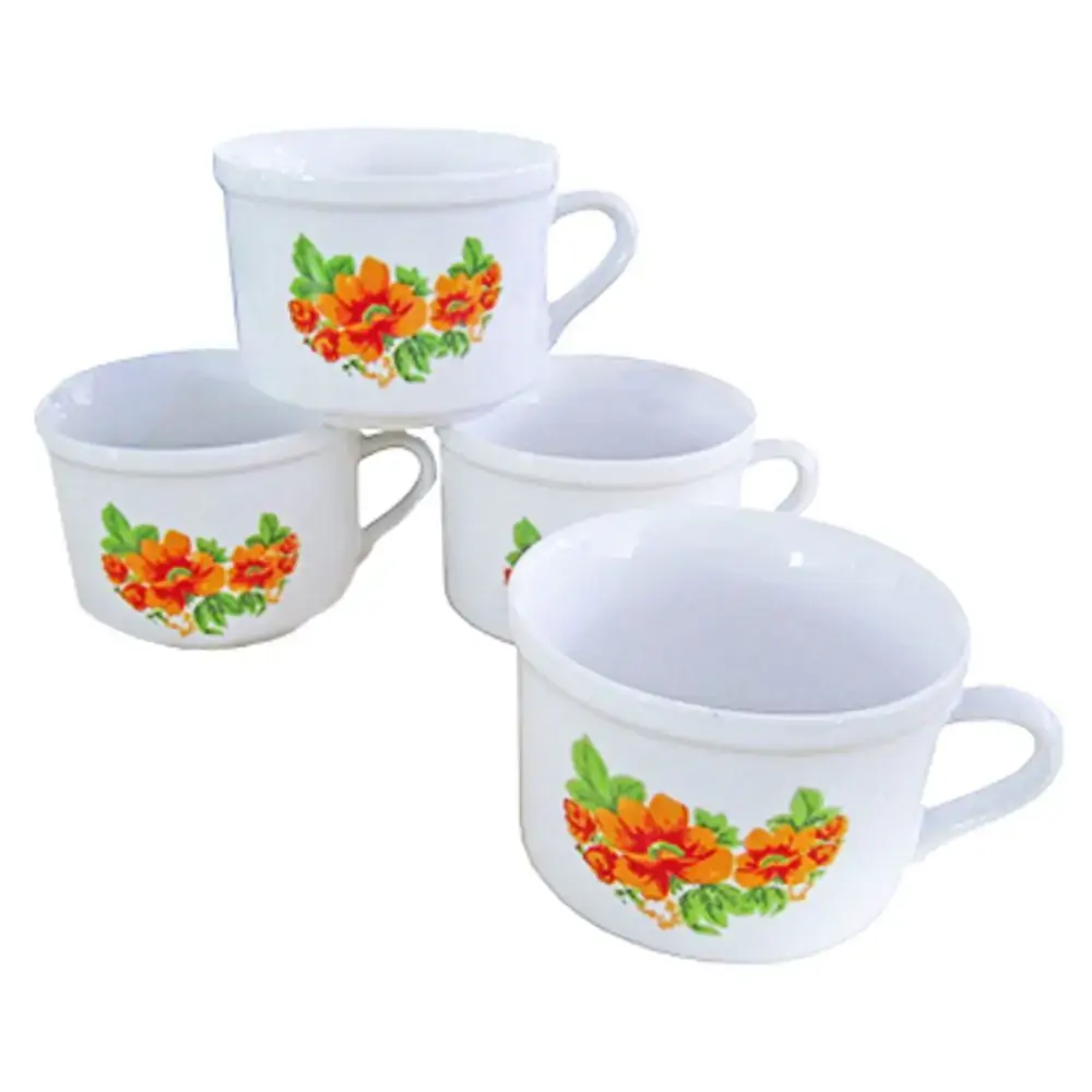 Jg Xicara P Cha Porc Flor C4pcs 100ml