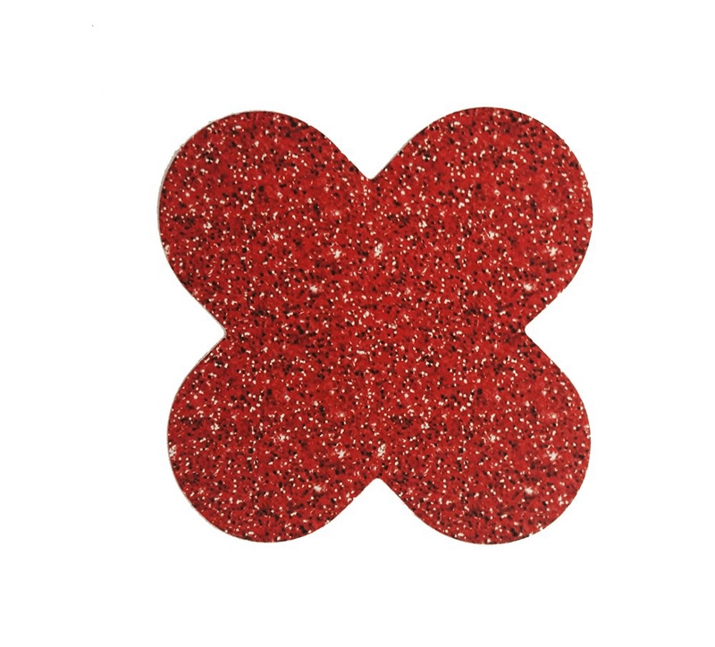 Forminha 4 Petalas C/glitter Vermelho