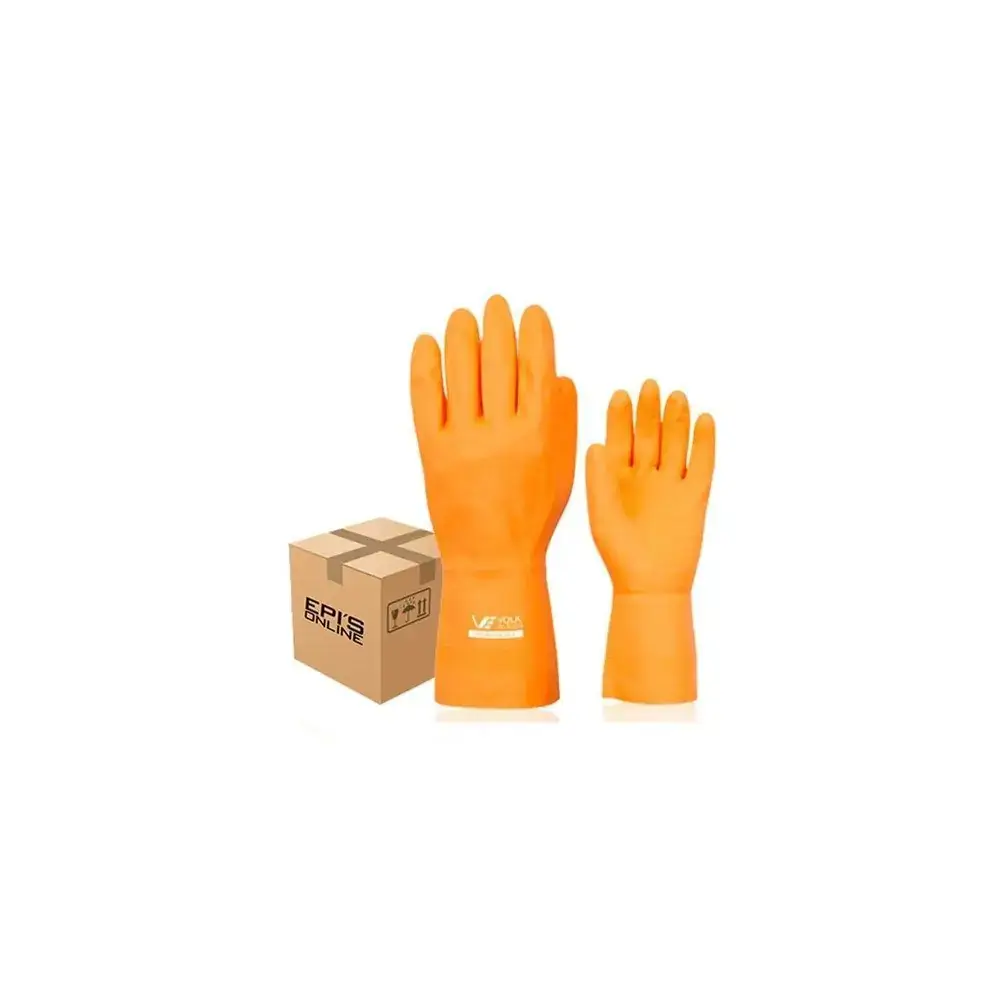 Luva Volk Latex Laranja Reforcada M