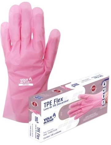 Luva Tpe Flex Volk Rosa Descartavel C/100 Med.