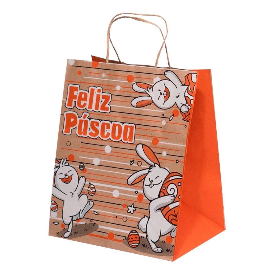 Sacola Kraft Pascoa Bunny 23,5x17x34cm C.10 Lc Embalagens