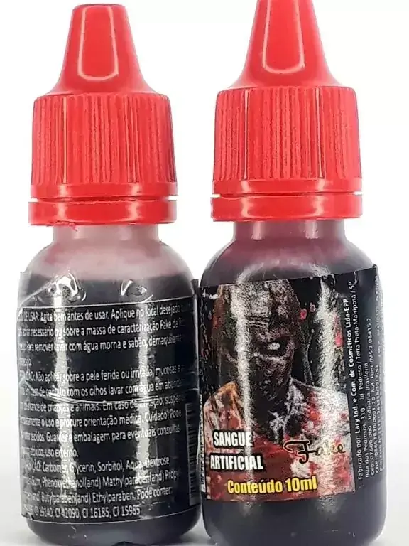 2 Frasco De 15 Ml Para Maquiagem Sangue Halloweem