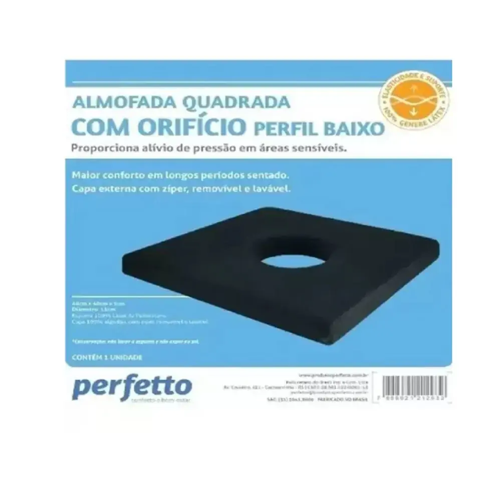 ALMOFADA QUADRADA COM ORIFICIO PERFIL BAIXO -PERFETTO - Quadrada