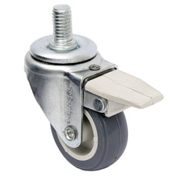 Rodízio 1.5/8" (41mm) Giratório Rosca 3/8 Com Freio, Roda 158 Bp Pvc - Rodiline