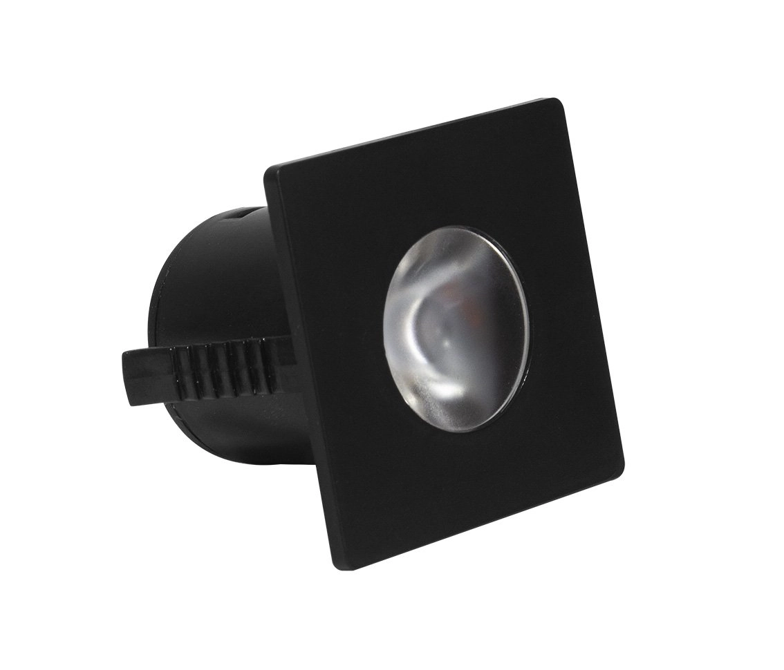 Mini Spot Embutir Para Movéis Quadrado Preto 3 5cm Led 1w 3000k Bivolt