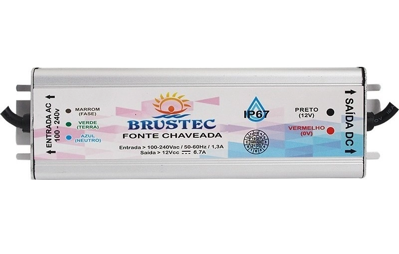 Fonte 06a/12v Chaveada 72w Blindada Brustec