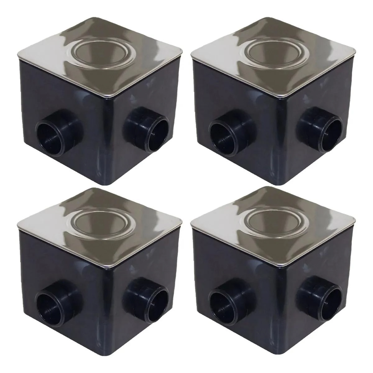 Kit 4 X Caixa De Passagem Quadrada Com Regulagem Tampa Inox