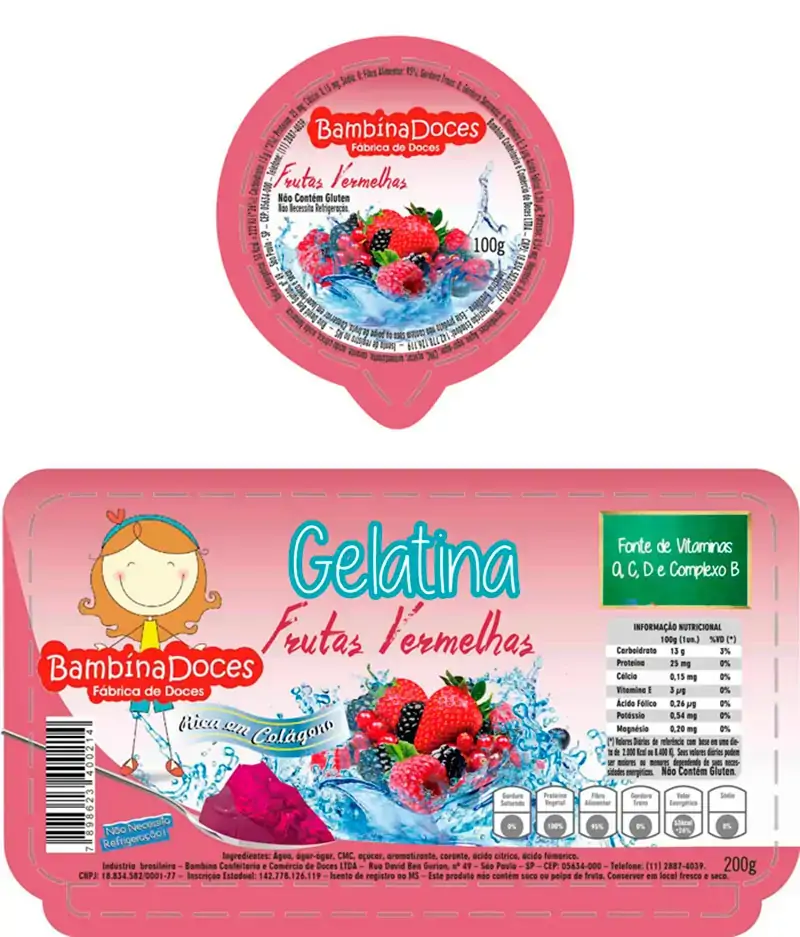 Gelatina Fr Vermelhas Bambina Doces 200g