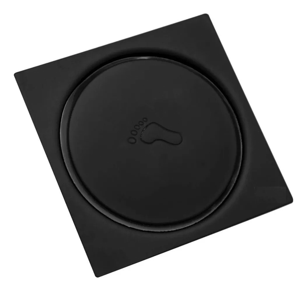 Ralo Click Mágico Inteligente Quadrado 15X15 Preto Fosco Banheiro Lavabo IRC03