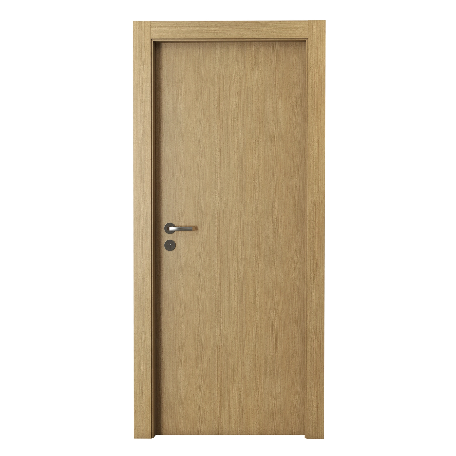 Kit Porta Madeira de Giro Direito Freijó 210x70cm Sarrafeada com Batente Essenziale Concrem Wood