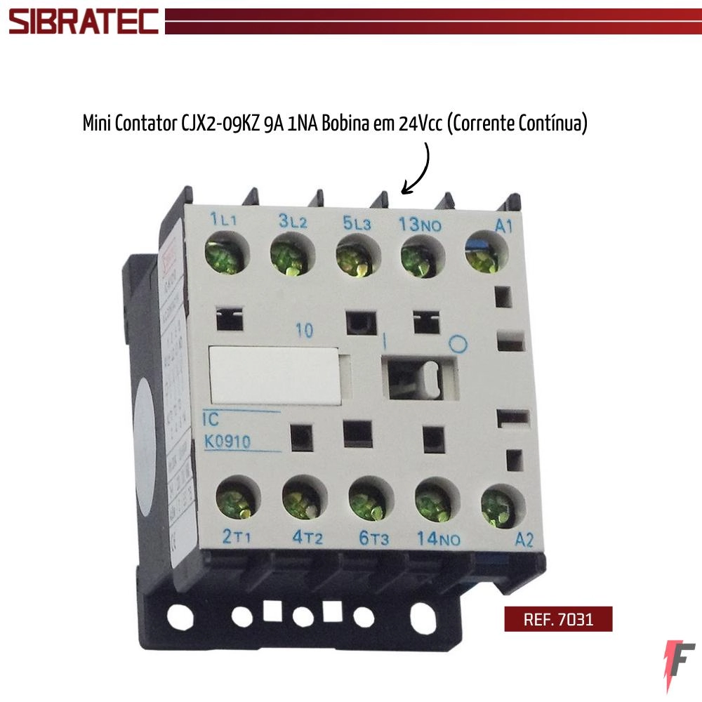 Contator Tripolar Mini Cjx2 9a 1na Comando Em 24vcc (corrente contínua)