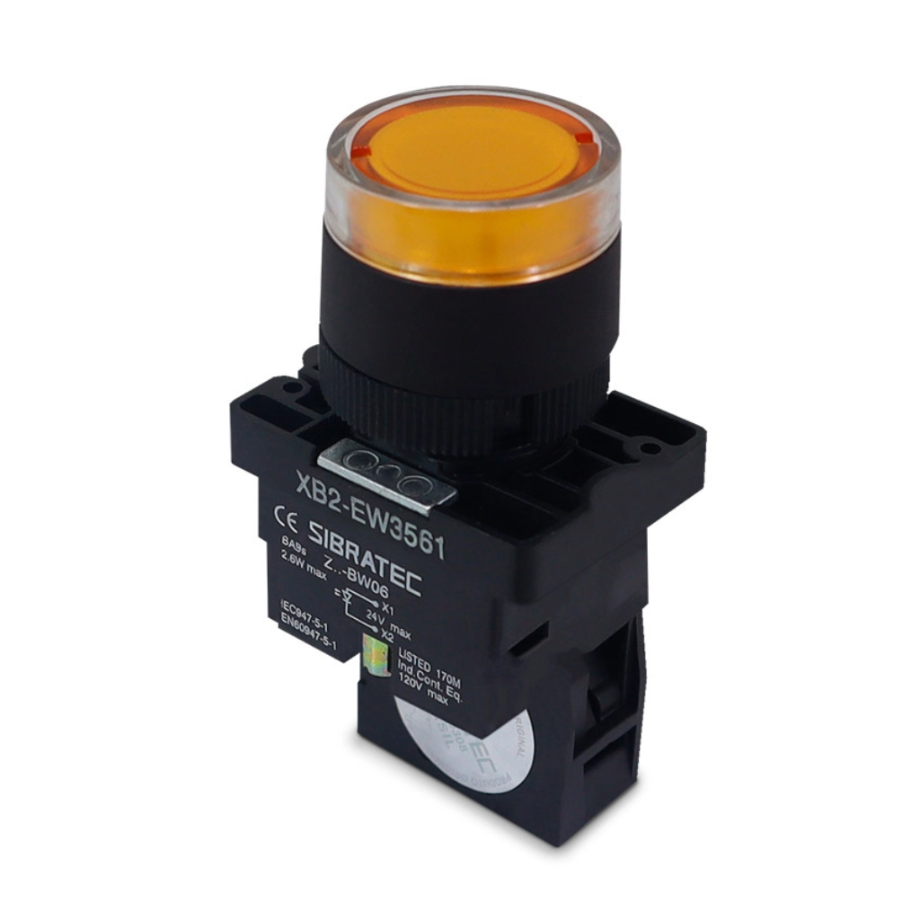 Botão De Impulso Iluminado | Plástico | Ew3561 | 24vcc/vca | Amarelo | 1na